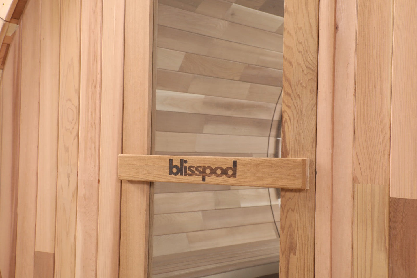 Blisspod, Prague, Canadian Red Cedar Outdoor Steam Barrel Sauna, 2-4 / 4-6 persons with Full Glass Back & 2 front Porch seats