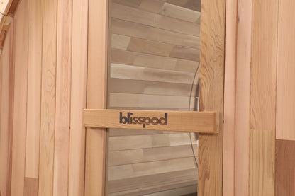 Blisspod, Prague, Canadian Red Cedar Outdoor Steam Barrel Sauna, 2-4 / 4-6 persons with Full Glass Back & 2 front Porch seats