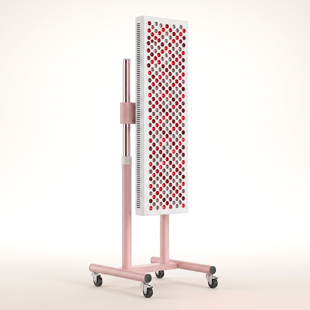 Red Light Therapy Device Designed for Professional Home Use, 660nm/850nm Dual Wavelength, Floor Stand, Full Body — Studio Shot
